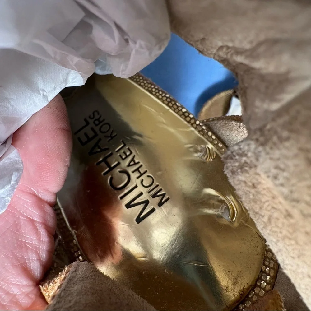 Michael Kors Metallic Gold Peep-Toe Heels